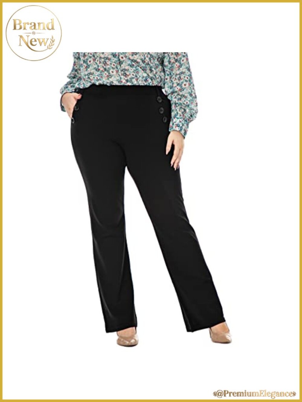 Wrinkle-Free Stretch Dress Pants Plus Size Pull-On Comfort Office Pant